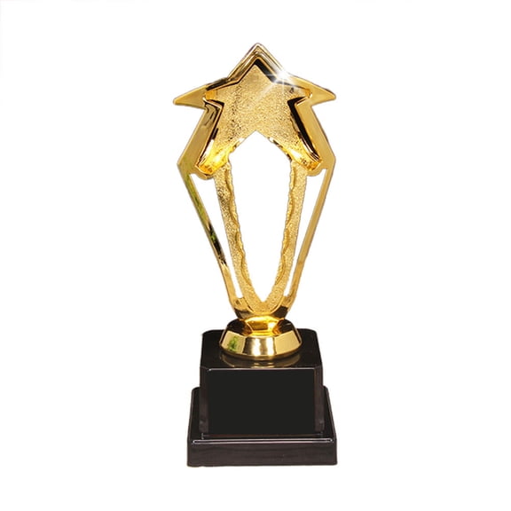 Golden 20.5cm Hollow Star Design Award Trophy with Base, Plastic Prize for Competition, Recognition, Achievement, and