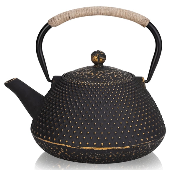 Golden 25 oz Cast Iron Stovetop Tea Kettle with Infuser