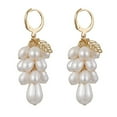 thumbnail image 1 of Golden 304 Stainless Steel Leverback Earrings Natural Pearl Cluster Earrings Seashell color 48~48.5x20mm Pearl, 1 of 3