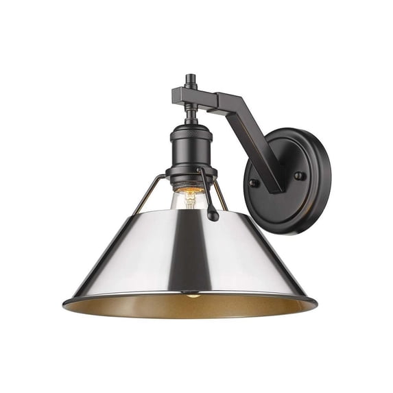 Yep by Golden Lighting Orwell 1-light Wall Sconce in Matte Black and Chrome shade