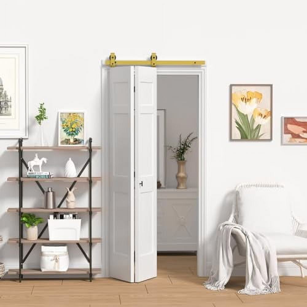 Golden 48 in Single Bifold Sliding Barn Door Hardware Kit for Closet