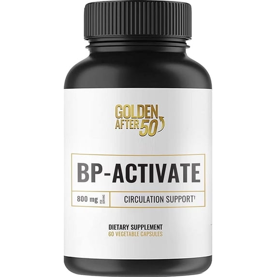 Golden After 50 BP-Activate - Nitric Oxide Supplement with Essential Amino Acids - Blood Circulation and Heart Health Support Supplement - 800mg L Arginine, AAKG, L Citrulline