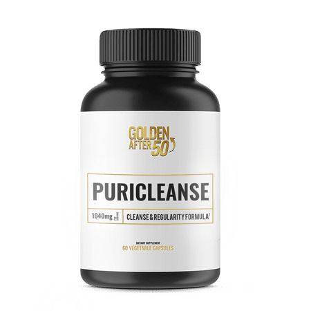 Golden After 50 PuriCleanse - Detox and Colon Cleanse Support - 60 Capsules, 1040mg - Gut Cleanse and Fiber Supplement with Senna Leaf Extract, Psyllium Husk Powder and Probiotics for Men and Women