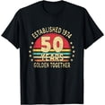 thumbnail image 1 of Golden 50th Wedding Anniversary 1974 2024 Husband Wife T-Shirt, 1 of 4