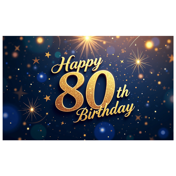 Golden 80th Birthday Celebration Backdrop Elegant 80th Birthday Banner Party Supplies Background Happy Birthday Decoration Celebration Photography Props