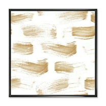 Golden Abstract Brush Strokes 16 in x 16 in Framed Painting Canvas Art Print, by Designart