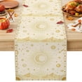 thumbnail image 1 of Golden Abstract Cotton Linen Rectangle Table Runners 13"x48", Rising Horizon Sun Mystical Moon Coffee Table Runner Dresser Scarves Luxury Table Runners for Wedding Party Banquet Dinner Decor, 1 of 8