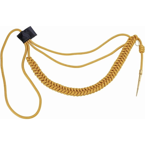 Golden Aiguillettes Cord Army Shoulder Aiguillette Wire Cord Traditional Multi Strand Shoulder Badge Cord with 1 Cone Charm for Uniform Cosplay Costume DIY Clothes Decoration