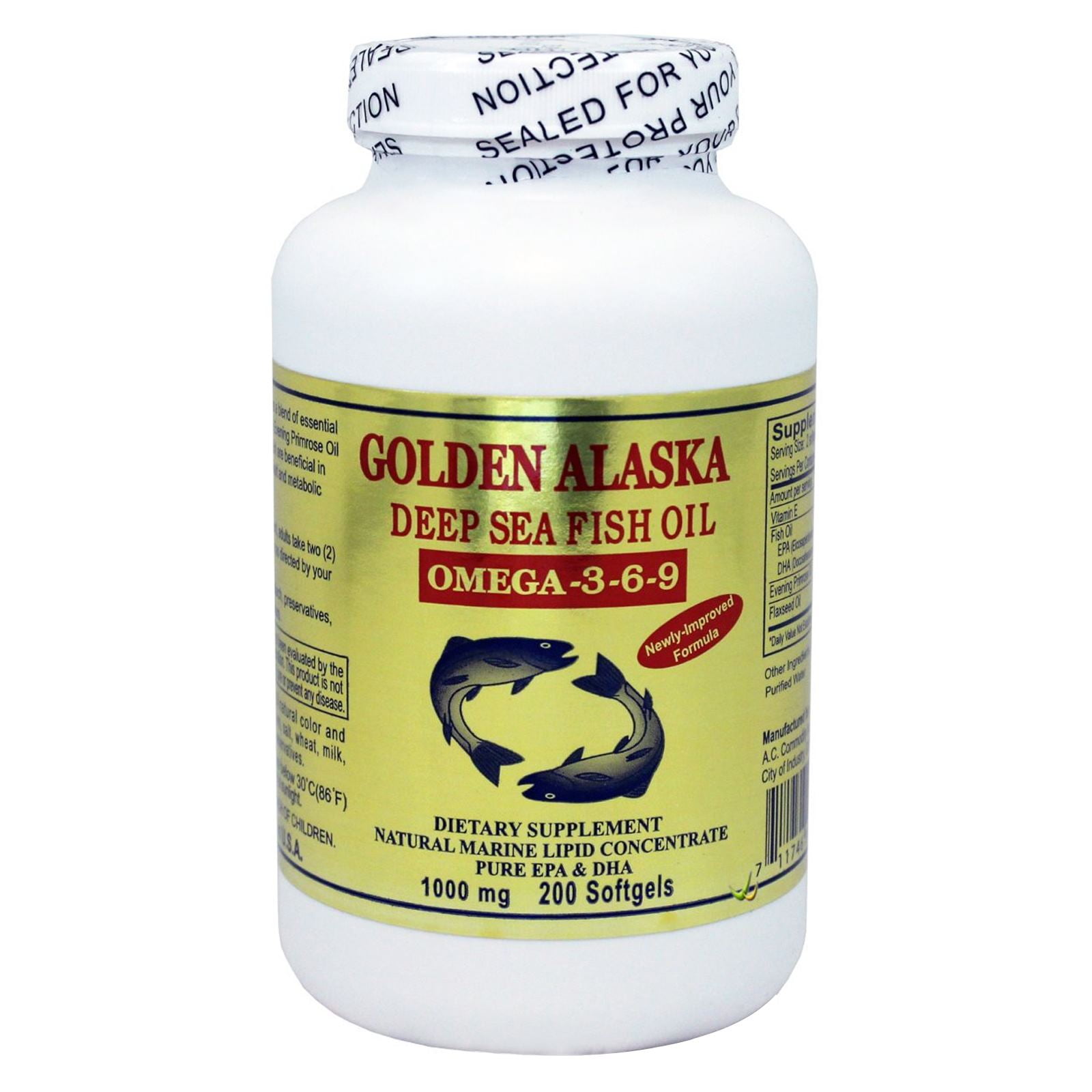 Golden Alaska Deep Sea Fish Oil Omega369 Softgels, 1000 Mg, 200 Ct