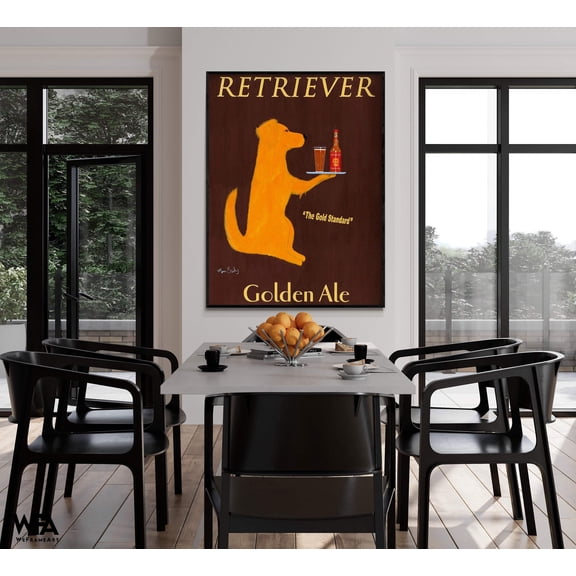 Golden Ale by Ken Bailey, Beer Bar Wall Decor, Pet Friendly Bar Wall Art, Cool Golden Retriever Beer Poster Print, Bar Owner Office