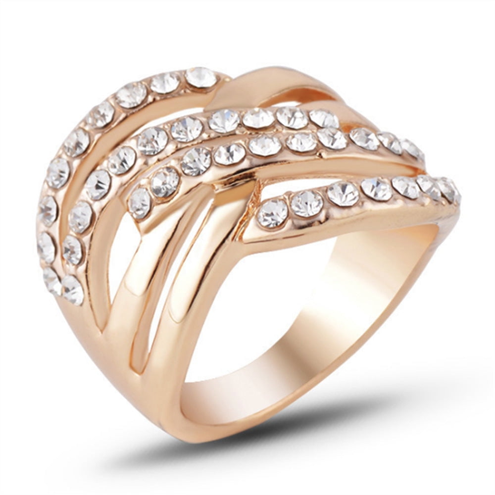 Unisex Angel Wings Ring Golden Alloy Geometric Zircon Ring Korean ...