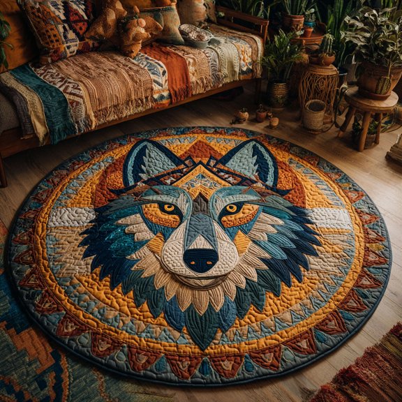 Golden Alpha 3D All Over Printed Quilted Round Mat BTO11091896