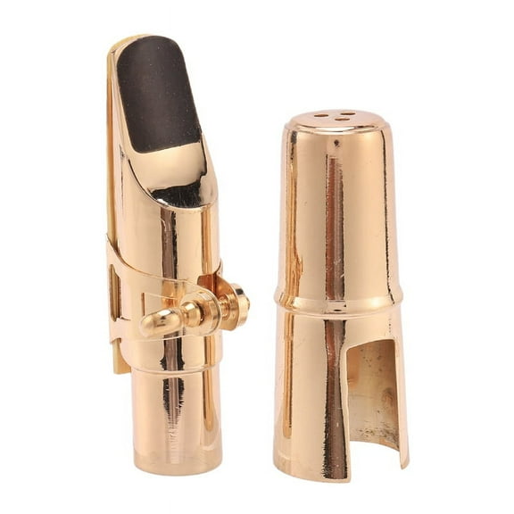 Golden Alto Sax Saxophone Mouthpiece with Cap and Ligature Musical Instruments Parts metal Gold,1 x mouthpiece 1 x cap 1 x clip