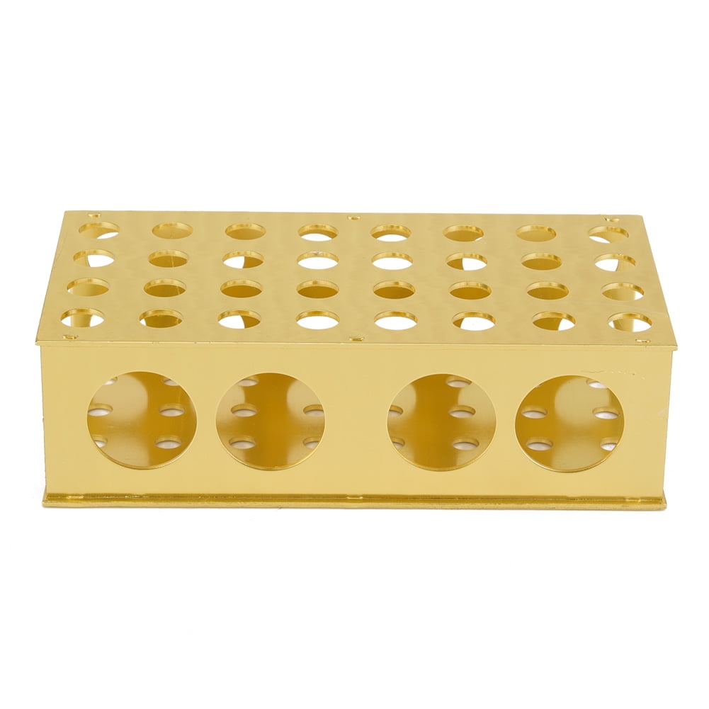 Golden Aluminum Test Tube Rack Holder Stand 8*12.3*18*30mm Hole