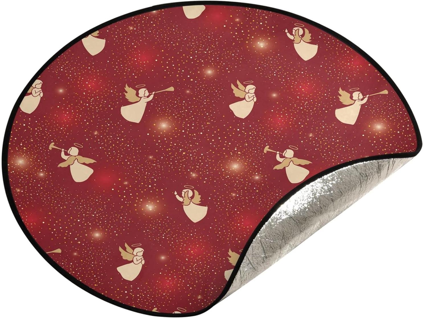 Golden Angels Cute Christmas Tree Mats Waterproof Tree Skirt, 28.3