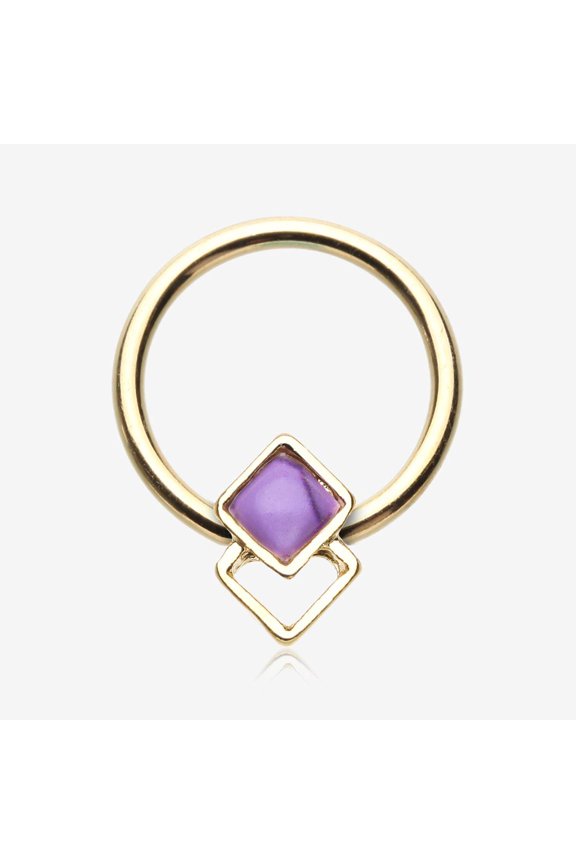 Golden Aphrodite Stone Tessel Captive Bead Ring