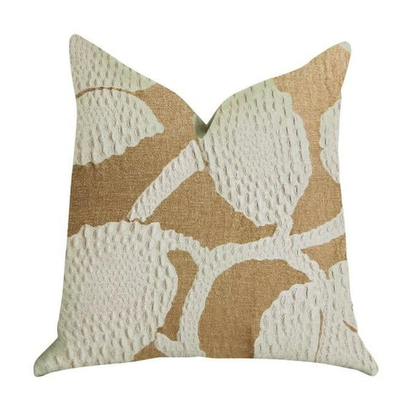 Golden Arabella Vine Luxury Double Sided Throw Pillow, Beige & Bronze - Standard