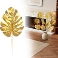 thumbnail image 1 of Golden Artificial Monstera Leaves with Stem Small Size, Faux Gold Monstera for Home Wedding Party Decor, 1 of 9