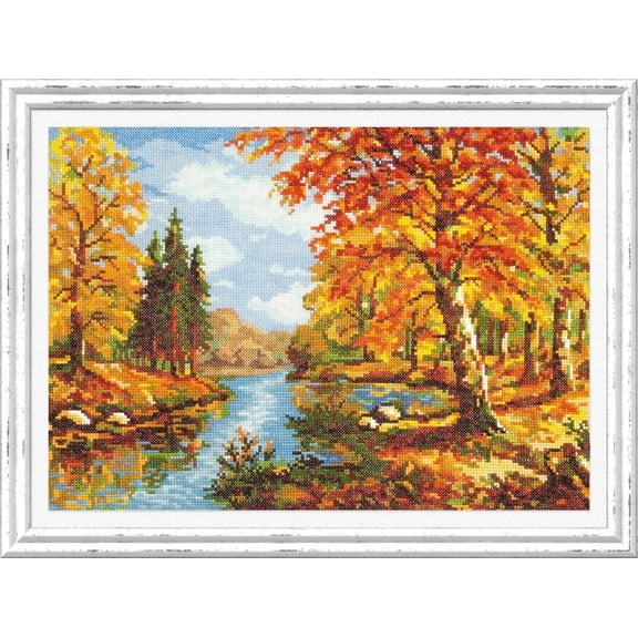 Wizardi Counted Cross-Stitch Kit Golden Autumn 45-02 Magic Needle