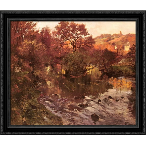 Golden Autumn, Brittany 34x28 Large Black Ornate Wood Framed Canvas Art by Frits Thaulow