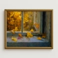 thumbnail image 1 of Golden Autumn Leaves By The Window, Cozy Fall Wall Art Print, Rustic Seasonal Home Décor, Warm Nature Landscape Home Decor #1048, Unframed Poster Size 24x36, 1 of 4
