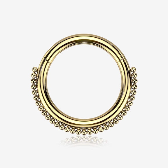 Golden Bali Beaded Ball Essence Steel Clicker Hoop Ring