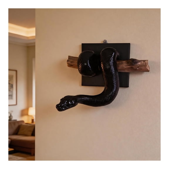 Golden Ball Python Wall Sculpture, Realistic Snake Wall Decor, 3D Snake Statue for Living Room Bedroom Home Decor