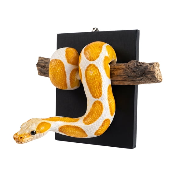 Golden Ball Python Wall Sculpture Symbol Of Strength & Prosperity Resin Python Hanging Wall Art Creative Pythons Walls Decoration For Living Room Bedroom Home Decor (Orange)