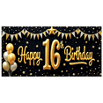 thumbnail image 1 of Golden Balloons Happy Birthday Party Banner Decorative Flag for Sweet 16 Indoor Event Celebration, 1 of 7