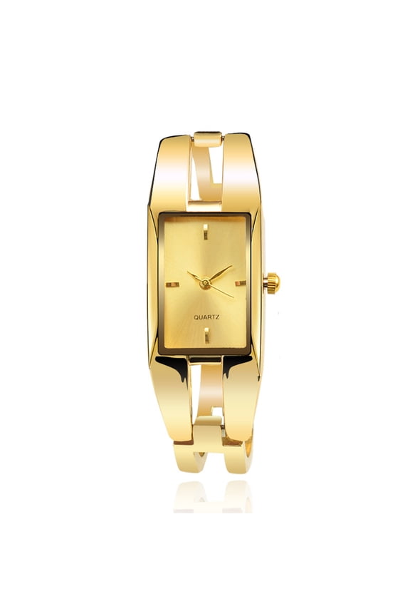Golden Bangle Watch with Golden Dial – Classic Luxury Rectangular Bangle Wrist Watch