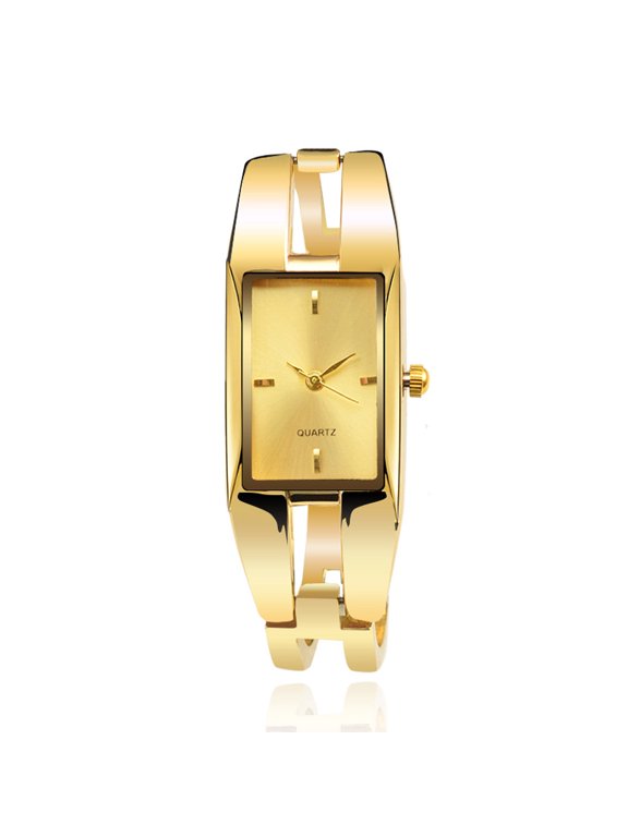 Golden Bangle Watch with Golden Dial – Classic Luxury Rectangular Bangle Wrist Watch