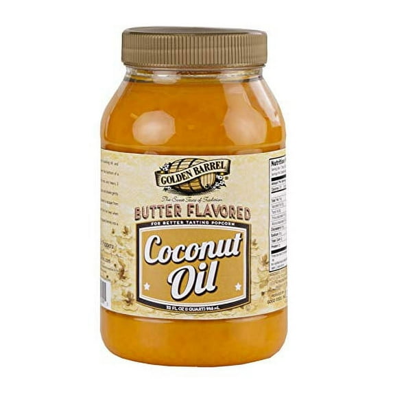 Golden Barrel Butter Flavored Coconut Oil, For Better Tasting Popcorn- 32 fl. oz. Jar (1 Jar)