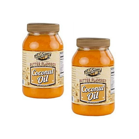 Golden Barrel Butter Flavored Coconut Oil, For Better Tasting Popcorn- 32 fl. oz. Jar (2 Jars)