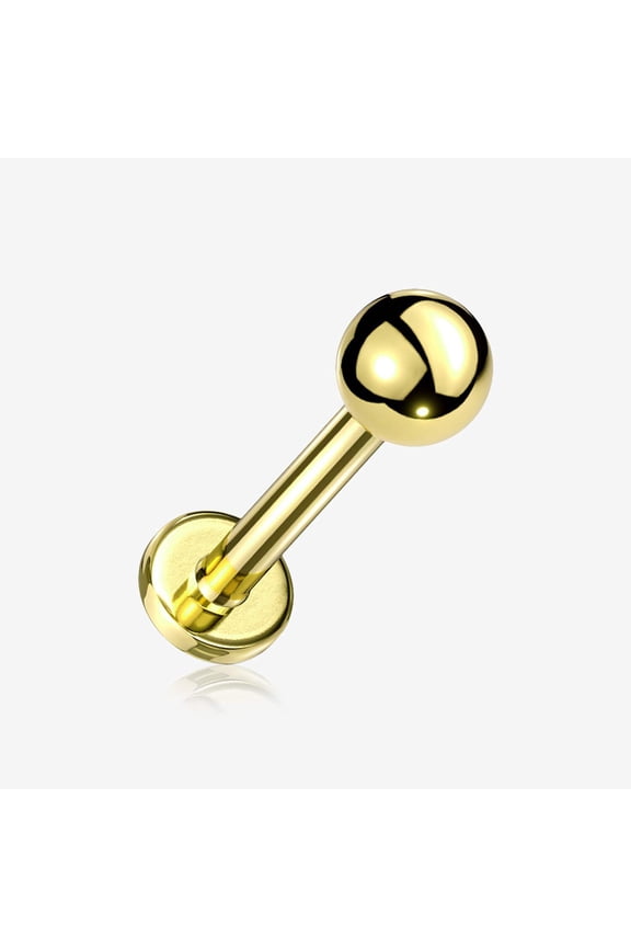 Golden Basic Ball Top Threadless Push-In Steel Labret