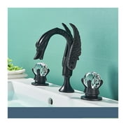 Golden Bathroom Basin Faucet Sink Tap Polished Gold Bathtub Swan Two Crystal Handwheel Elegant Mixer Tap Widespread