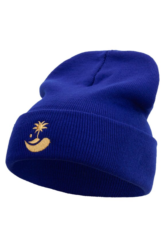 Golden Beach Logo Embroidered 12 Inch Long Knitted Beanie - Royal OSFM