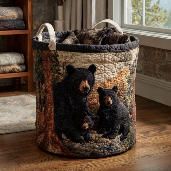 Golden Bear Quilted Laundry Basket