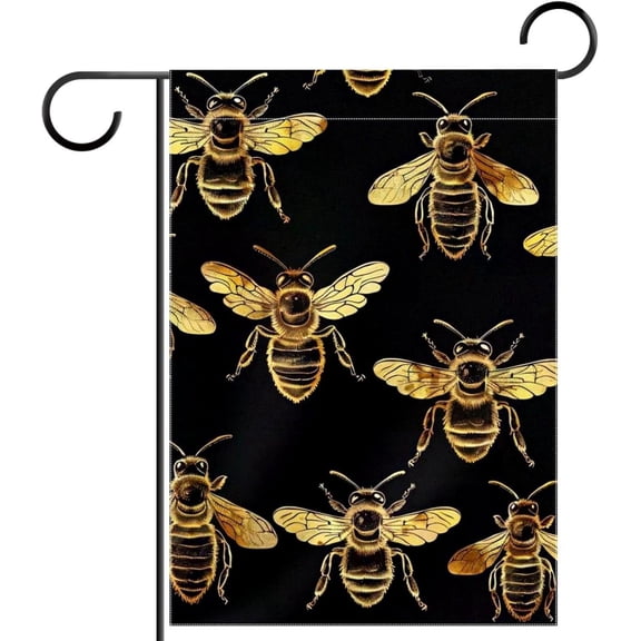 Golden Bee Garden Flag 12x18 Inch Double Sided Welcome Yard Flag Small Outdoor Garden Decor for Spring and Summer Farmhouse Holiday