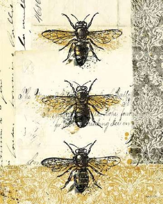 Golden Bees n Butterflies No 1 Canvas Art - Katie Pertiet (24 x 30)