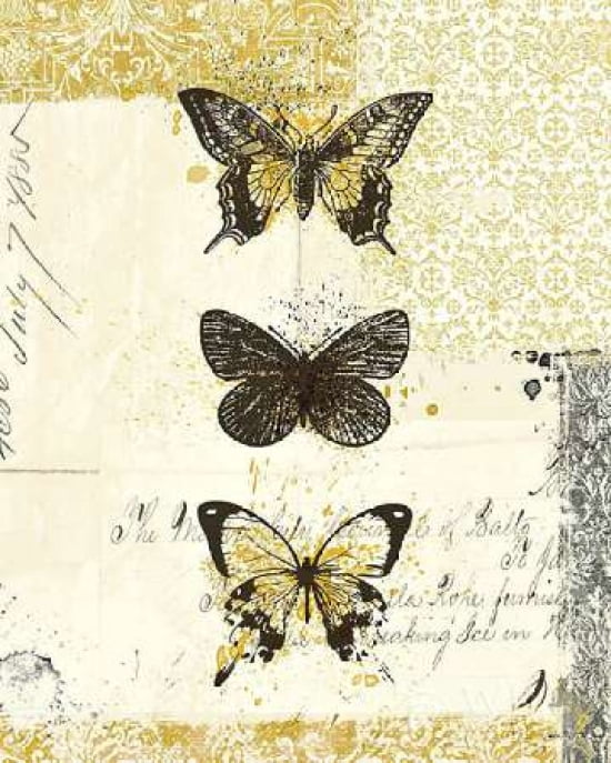 Golden Bees n Butterflies No 2 Canvas Art - Katie Pertiet (24 x 30)