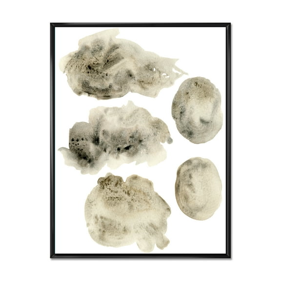 Golden Beige and Grey Clouds II 12 in x 20 in Framed Painting Canvas Art Print, by Designart