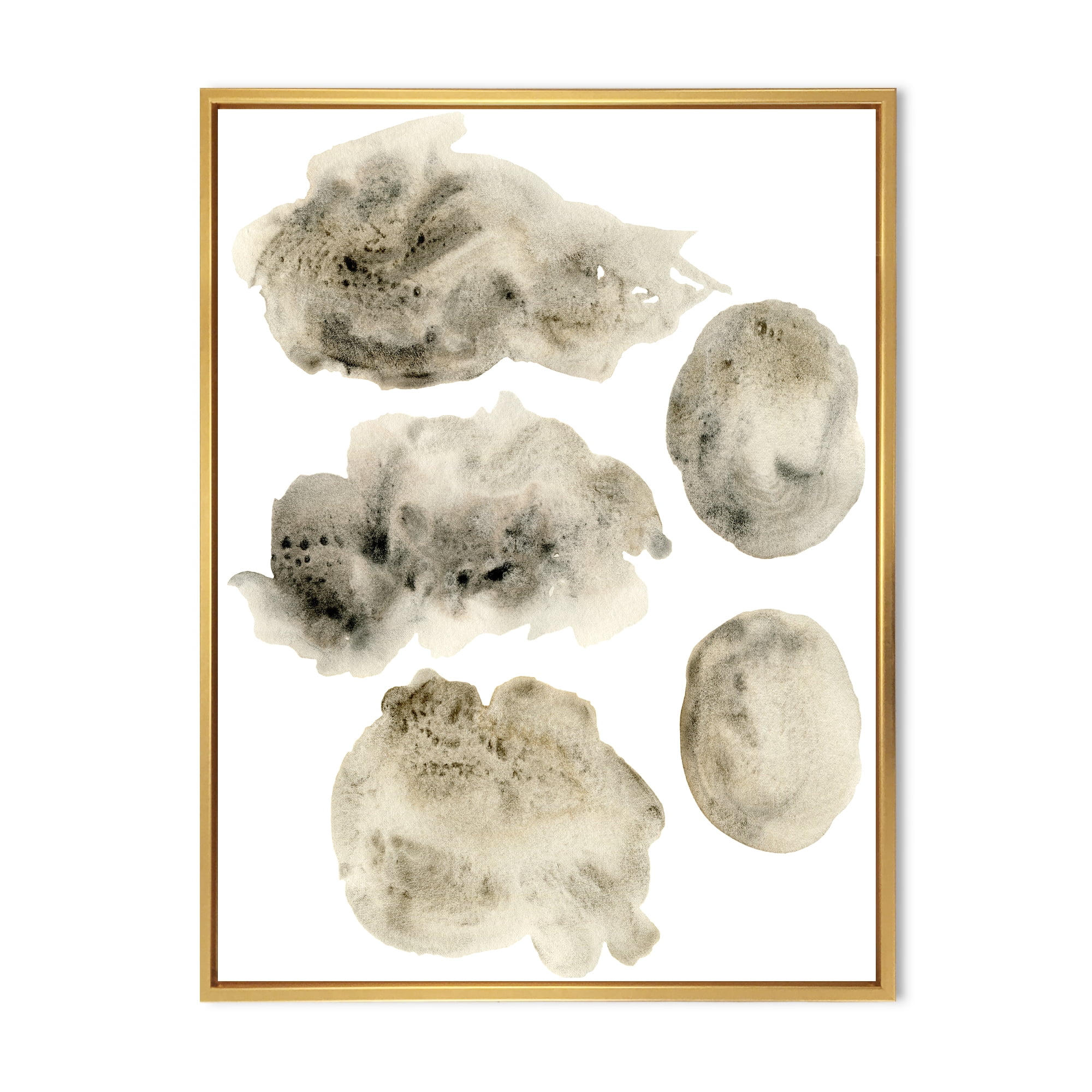 Golden Beige and Grey Clouds II 30 in x 40 in Framed Painting Canvas Art Print, by Designart