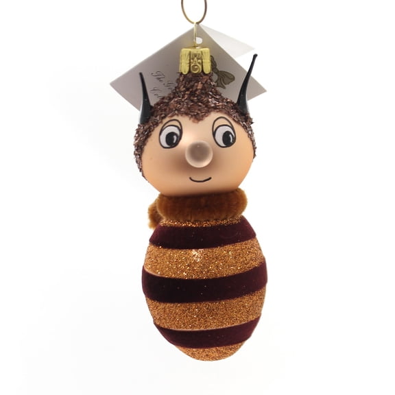 Golden Bell Collection Bumble Bee Glass Bug Sting Ornament Nv846 Brown