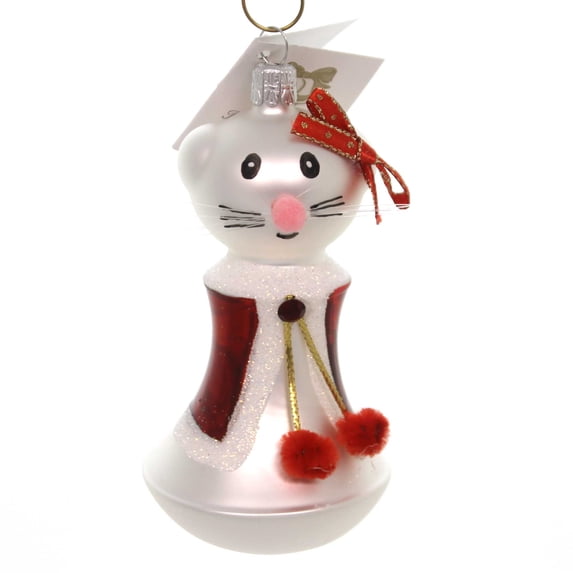 Golden Bell Collection Christmas Kitty Glass Ornament Czech Mcm Cat An743