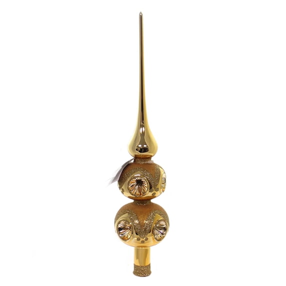 Golden Bell Collection Gold Reflector Tree Topper Glass Hand Painted Tt719