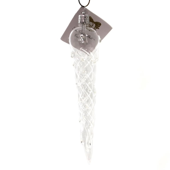 Golden Bell Collection Icicle W/ Ice Drops Glass Ornament See Thru Frozen Ic223