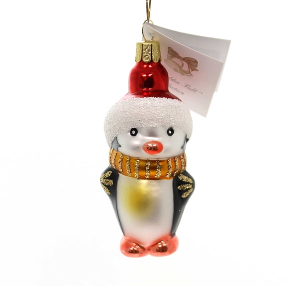 Golden Bell Collection Penguin With Scarf And Hat Christmas Bird An256 Gold