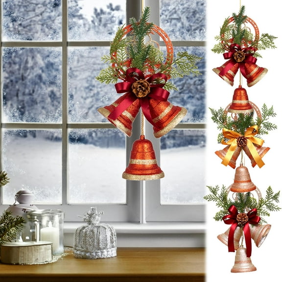 Golden Bells Hotel Lobby Decorations, Christmas Bell Decor for Front Desk and Window Display, Holiday Party Favor and Hostess Gift, Wall Hanging Decor for Seasonal Celebration and Mantel Akmoler