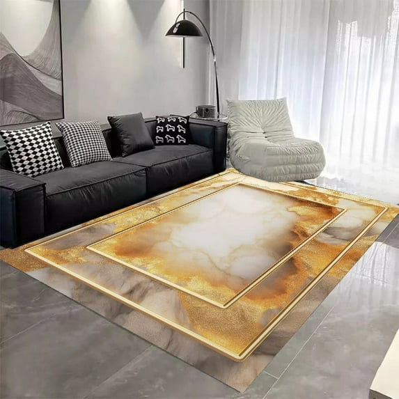 Golden Black Luxury Carpet for Living Room European Marble Bedroom Bedside Non Slip Rug Sofa Table Side Area Rugs Home Floor Mat