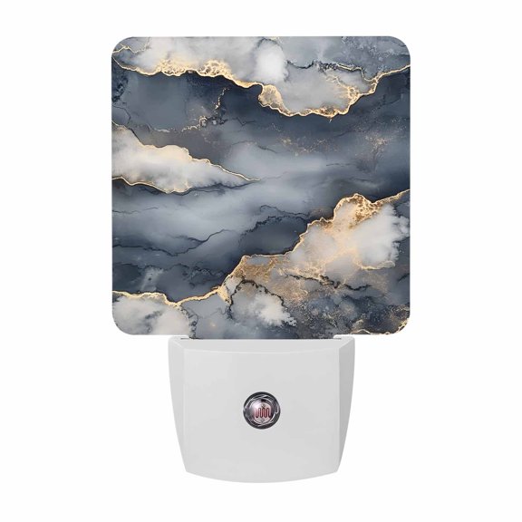 Golden Black Marble Plug-in LED Night Lights Abstract Painting Auto Dusk-to-Dawn Sensor for Bedroom, Bathroom, Kitchen, Nursery, Hallway, Stairs, Wall Home Decor